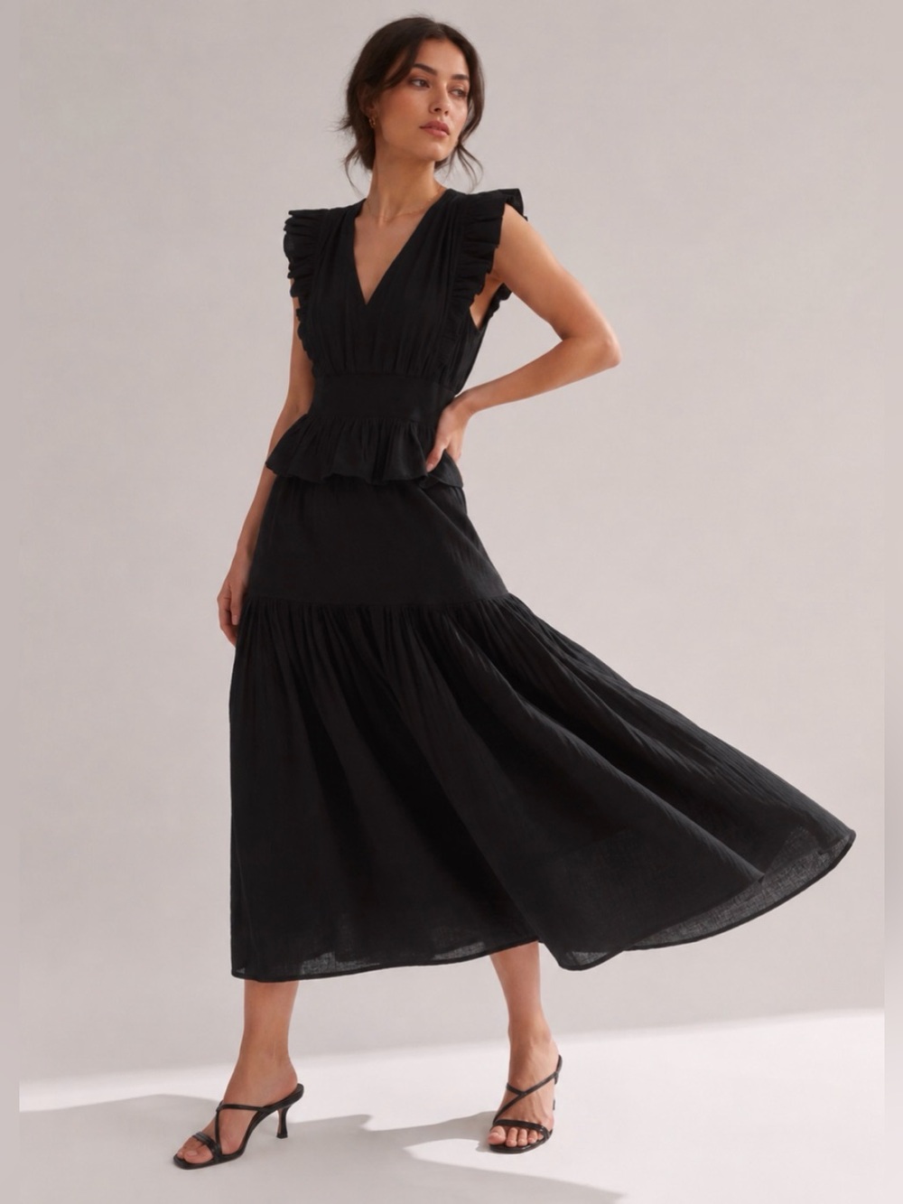 ME+EM Black Cheesecloth Maxi Dress size 2 - Picture 6 of 13